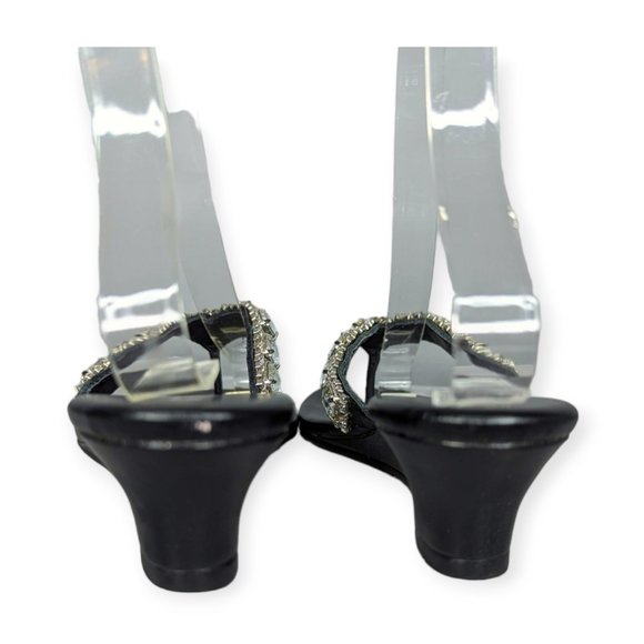 Bakers Rhinestone Black Leather Sandals Size 6M - Picture 5 of 11